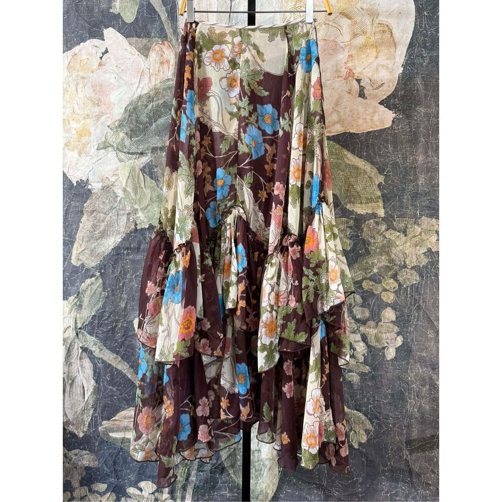New Free People Palermo Villa Chiffon Maxi Skirt Size 2 - Picture 7 of 8